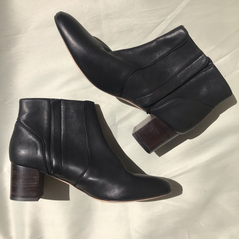 Black leather ankle boot